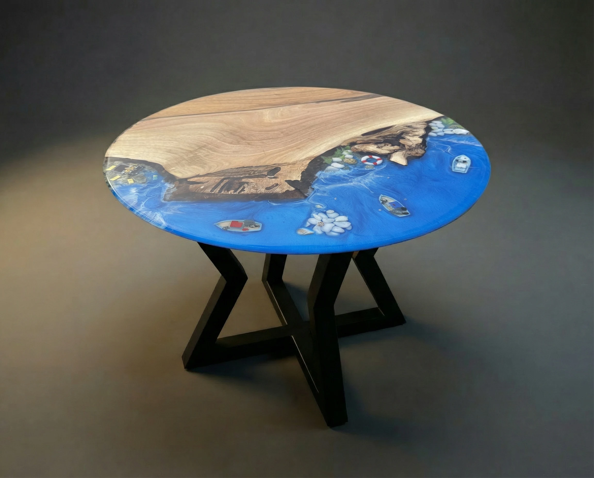 Walnut Ocean Resin Art