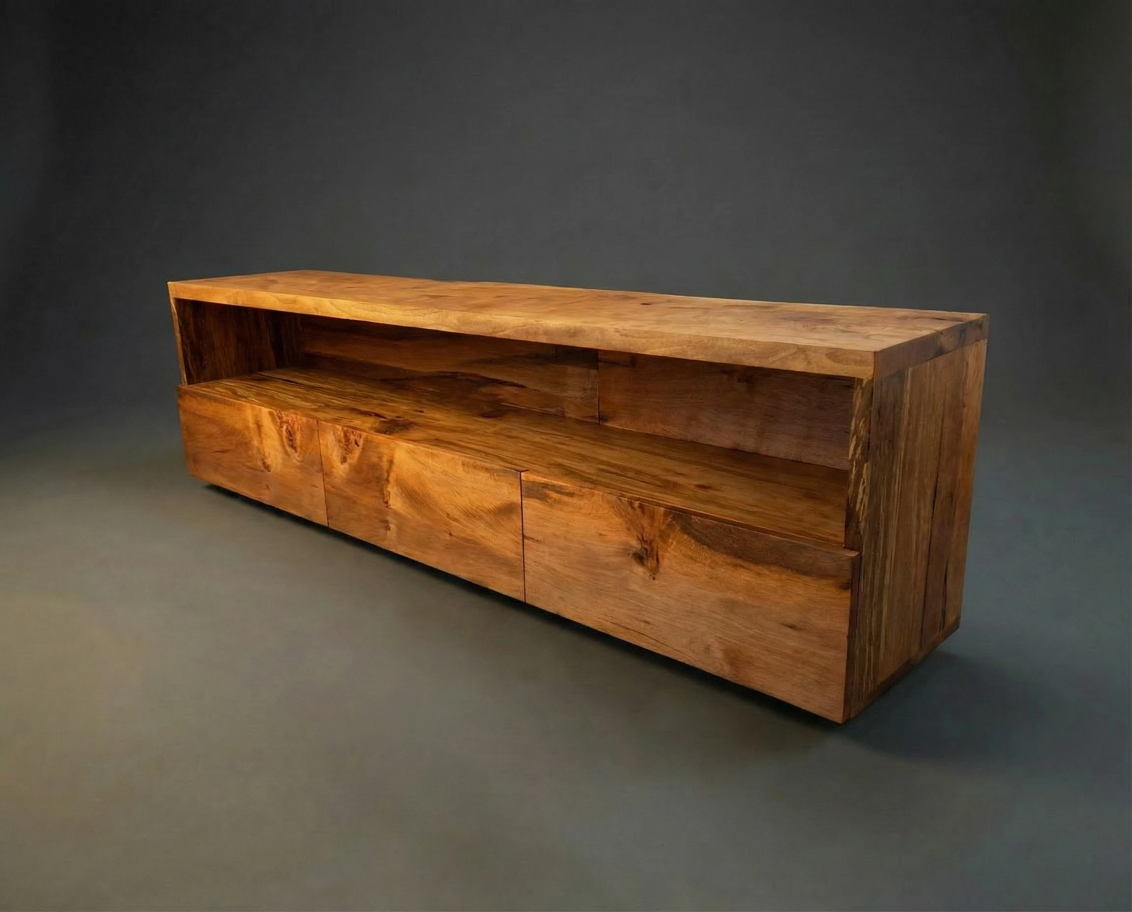 Raw Wood Minimal TV Console