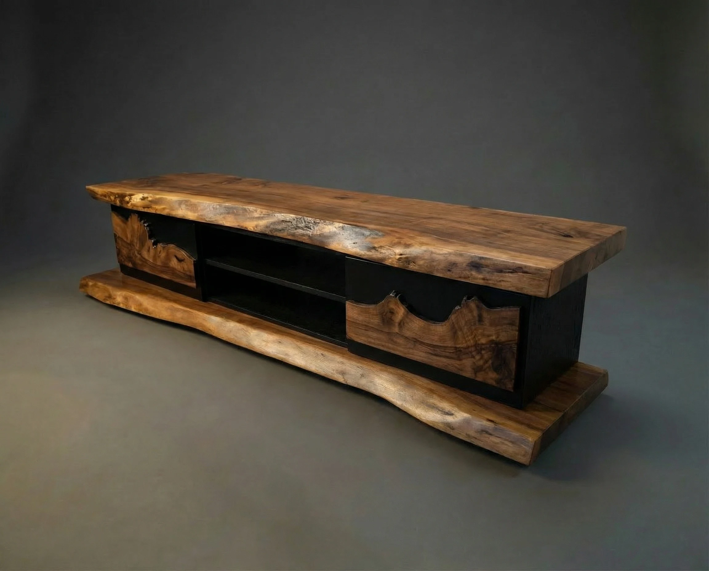 Live Edge Black Frame TV Console